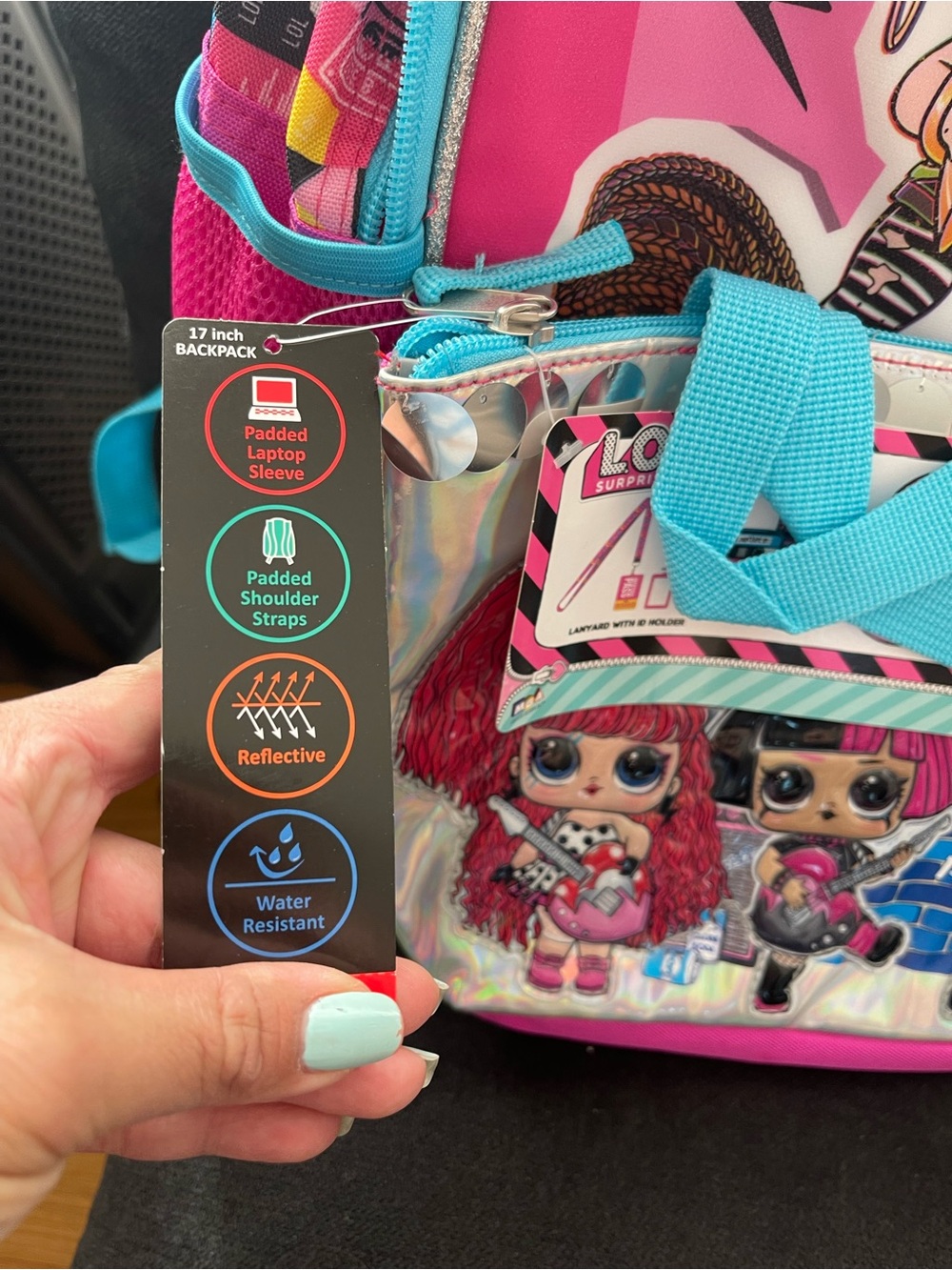 L.O.L. Surprise! Holographic Kids Backpack in Pink & Teal